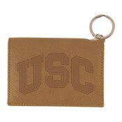 USC Trojans Tan Arch Leather Snap ID Holder
